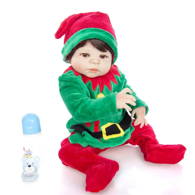 KEIUMI Новинка 57 см куклы Reborn Baby, игрушка для косплея, Рождественская елка, безопасные детки, полностью виниловая Кукла Reborn Bonecas для детей, подарки