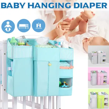 

Portable Baby Crib Organizer Bed Hanging Bag for Baby Essentials Diaper Storage Cradle Bag Crib Bedding Set Bedside Diaper Caddy