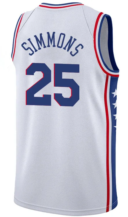 20 Markelle Fultz 21 Joel Джерси embiid 25 Бен Симмонс 3 Аллен Айверсон 17 J.J. Баскетбольные майки Redick город - Цвет: 2018 new