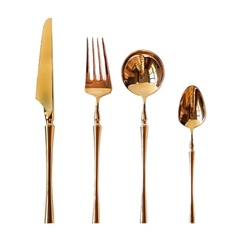 

Stainless Steel 4Pcs Cutlery Set Silver Western Steak Knife Metal Fork Spoon Tableware Set Vajilla Completa Dinnerware Set DA60C
