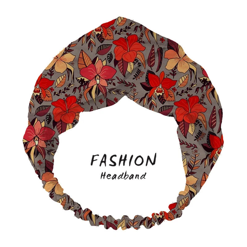

2021 Women Summer Headband Red Tropical Floral Print Hair Bands For women Bohemian Hairbands Headwear Turbans Hair Accessories