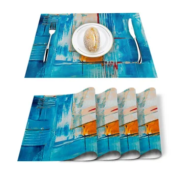 

Geometric Abstract Paint Placemat for Dining Table Non-slip and Heat-insulating Table Mat Table Decoration Placemat