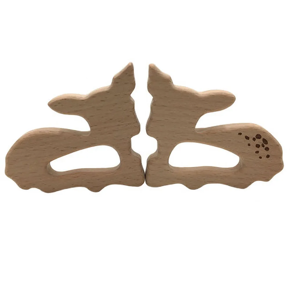 Baby Teether Safety Wooden Sika Deer Teethers for Baby Kids Chew Tooth Toys Baby Dental Care Strengthening Tooth Training