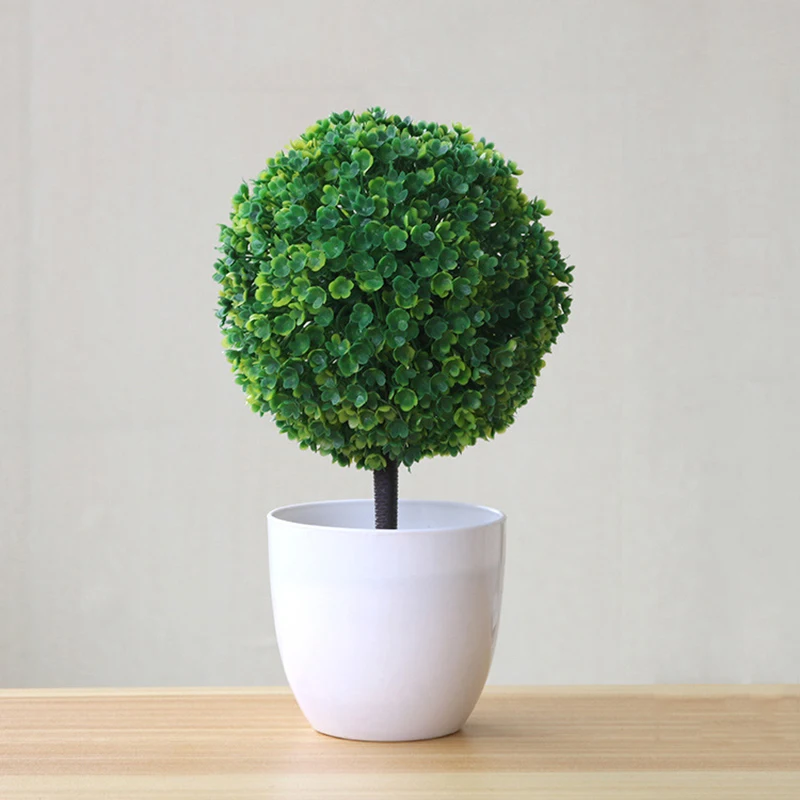 Flone Artificial Plants Fake Potted Plastic Plant Wedding Living Room Home Decoation Pot Home Life Artwork Desktop Decoration (6-1)