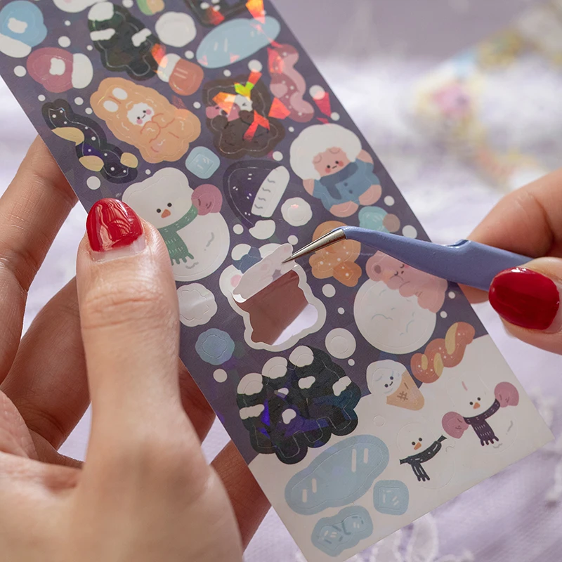 Shining Cute Bear Cartoon Stickers 2 Sheets/lot for Scrapbook Card Kids DIY Journal Laptop Album Play House