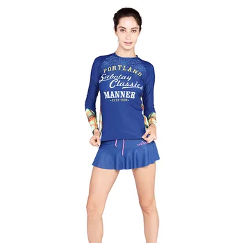 

2020 Quick Dry Women Rush Guards Letter Printed UPF 50+ Sun Protection Swimwear Long Sleeve T-shirt Rushguard For Women VY020