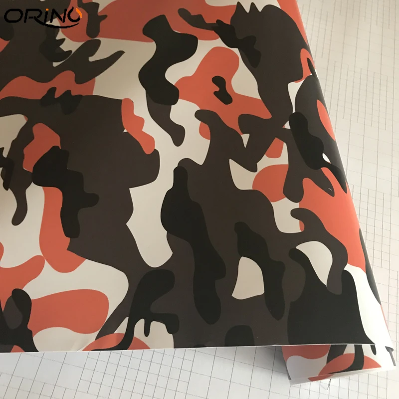 Black Orange White Camouflage Vinyl Film-5