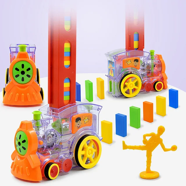 Motorized Domino Train Blocks Automatic Laying Car Set for Kids Domino Brick Colorful Block Game Educational DIY Toy Gift 80 Pcs 1