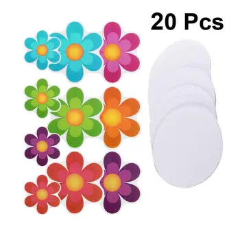 

20PCS Bath Mats Flower Rubber Shower Surfaces Stickers Round Adhesive Cartoon Anti-Slip PEVA Decals For Bath Tub Bathroom