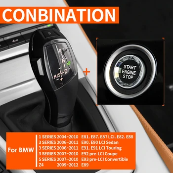 

LED Gear Shift Knob Conveninently Simple Installation with ENGINE START STOP Button Cover For BMW E90 E92 E93 LHD