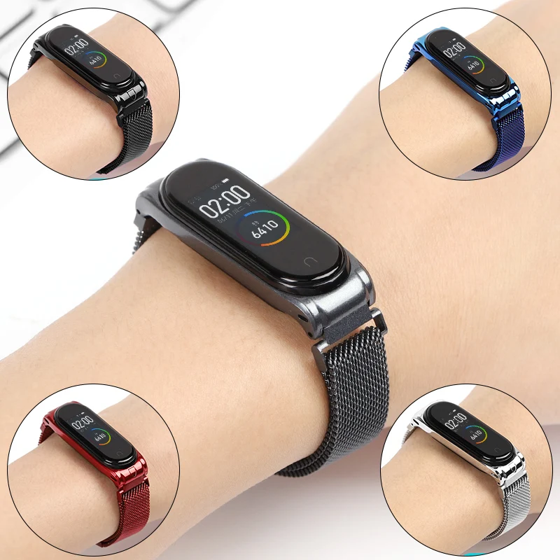 Для Mi Band 4 Strap Металл миланский Нержавеющая сталь Для Xiaomi Mi Band 4/3 NFC ремешок совместимый Браслет на запястье Pulsei