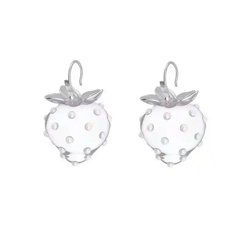 Xialuokeファッション透明アクリル真珠イチゴのイヤリング女性のエレガントなレトロ誇張ドロップイヤリング夏のビーチの宝石 ドロップイヤリング Aliexpress