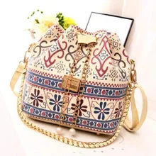 Новая женская сумка с тысячами птиц, женская сумка через плечо, женская сумка из парусины, в этническом стиле, на одно плечо, жемчужная цепочка Ba