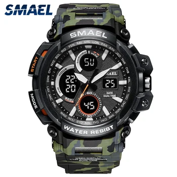 

SMAEL 1708B Camouflage Watch Men Fashion Dual Time Sport Watches Male Clock Relogio Digital Analog Quartz Watch
