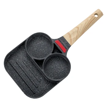 

3 Holes Non Stick Omelet Frying Pan for burger Egg Ham Omelette Breakfast Maker