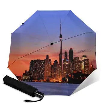 

CN Tower creative men's and women's automatic three fold umbrella rainy day colorful fashion umbrella