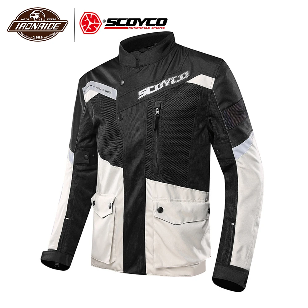 

SCOYCO Motorcycle Jacket Summer Breathable Men's Moto Jacket Reflective Racing Riding Jacket Motorcycle with Protectors