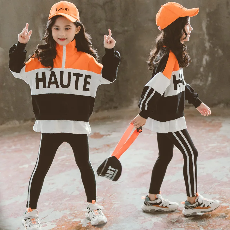 

Girls Autumn Clothing Set 2020 New Style Western Style Korean-style GIRL'S Online Celebrity Hoodie Big Boy Autumn Children Two-P