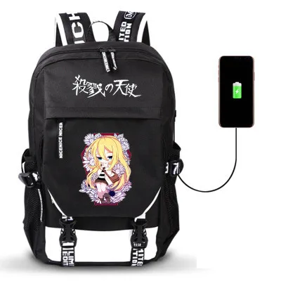 Angel of Death Anime USB Port Backpack Boy Girls Men Women Bag Travel School Bag Teenager Laptop Book Bag Mochila - Цвет: Style 8