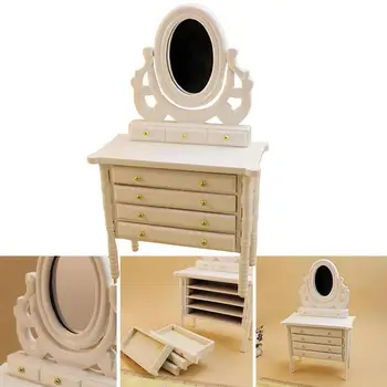 

1:12 Mini Furniture White Wooden Dresser Cabinet Table Accessories Toys For Dollhouse Decoration Princess Style Girls Gifts