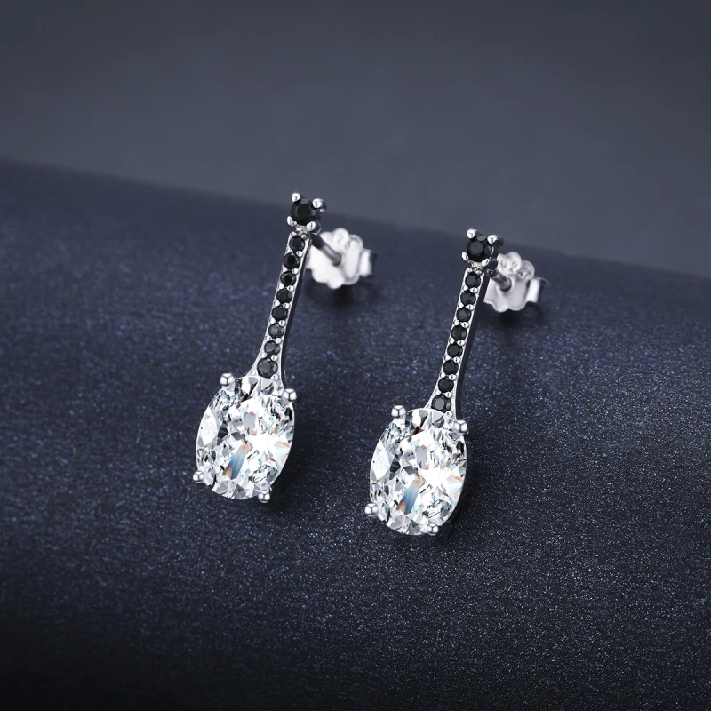 Black Awn 2020 New Arrival Genuine Silver Color Jewelry Black Spinel Stone  Cute Party Stud Earrings for Women I088