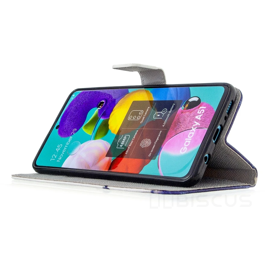 Кожаный чехол книжка с цветком для Samsung Galaxy M30s A10 A31 A41 A40 A50 A70 A20e A21s A30s A20s A51 A71 A01 M21 A20