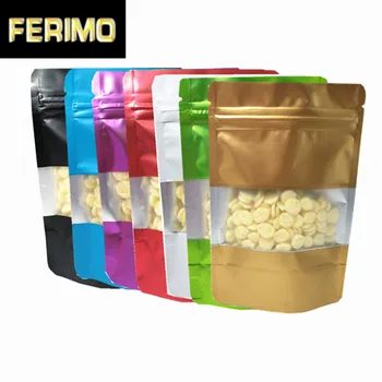 

100Pcs Stand Up Matte Aluminum Foil Zip Lock Bag Mylar Self Seal Dry Flower Nuts Packaging Bags Sundries Package Zipper Pouches