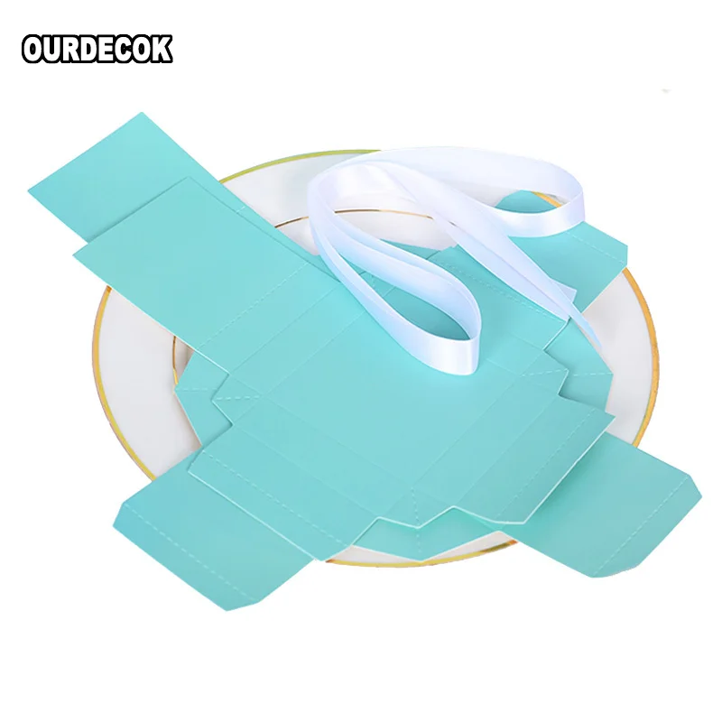 100 шт. Романтическая Свадебная коробка Tiffany Blue Paper Candy Box DIY Cookie подарочные коробки