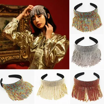 

Pearl color rhinestone tassel headband New Baroque exaggerated fashion temperament rhinestones pearl strips tassel headband