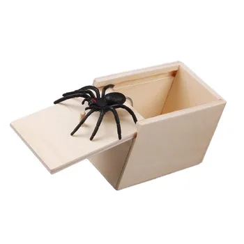 

April Fool's Day gift Wooden Prank Trick Practical Joke Home Office Scare Toy Box Gag Spider Mouse Kids Funny Play Joke Gift