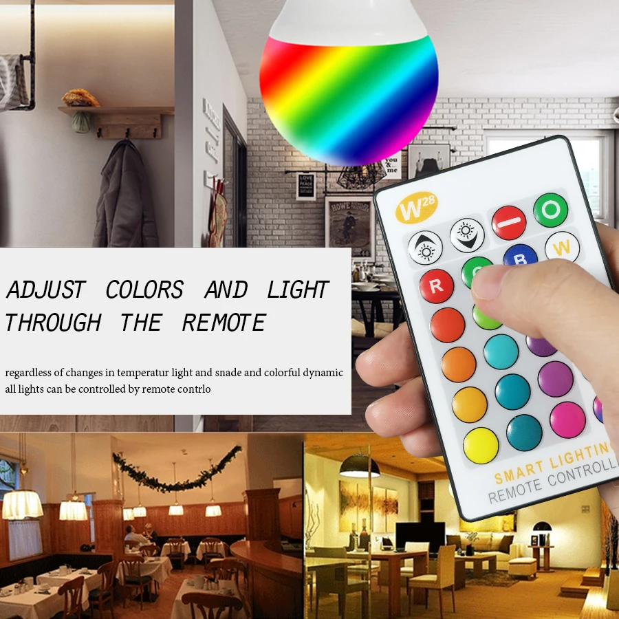 E27 B22 RGB AC85-285V светодиодный светильник 3 Вт 5 Вт 10 Вт RGB сменная цветная светодиодная лампа RGBW с ИК-пультом дистанционного управления+ режим памяти