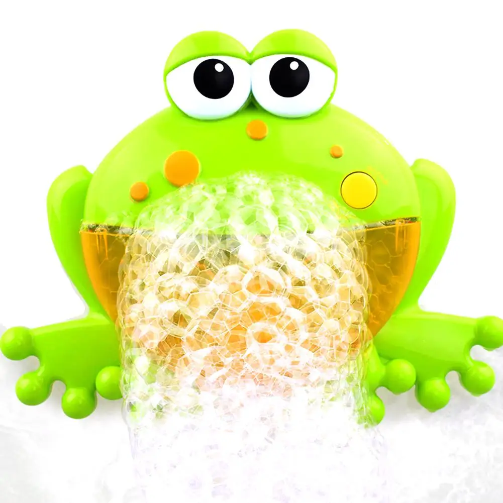 

Cartoon Frog Electric Bubble Blower Machine Music Play Interactive Kids Bath Toy Easy operate pour shower gel bubbles spring up