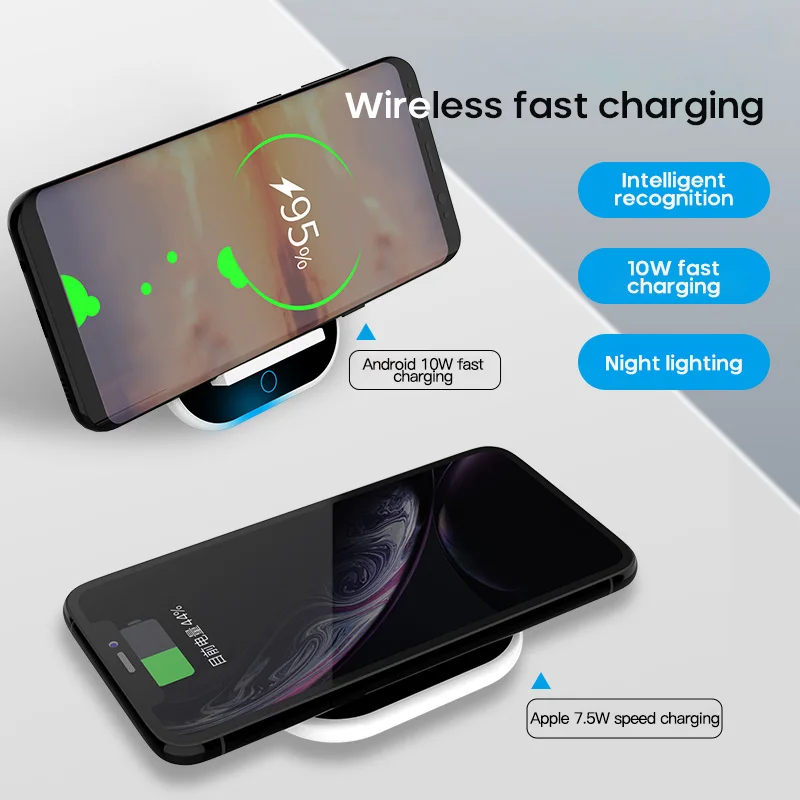 Беспроводное зарядное устройство 2 в 1 10 Вт для Huawei Xiaomi Iphone вертикальное