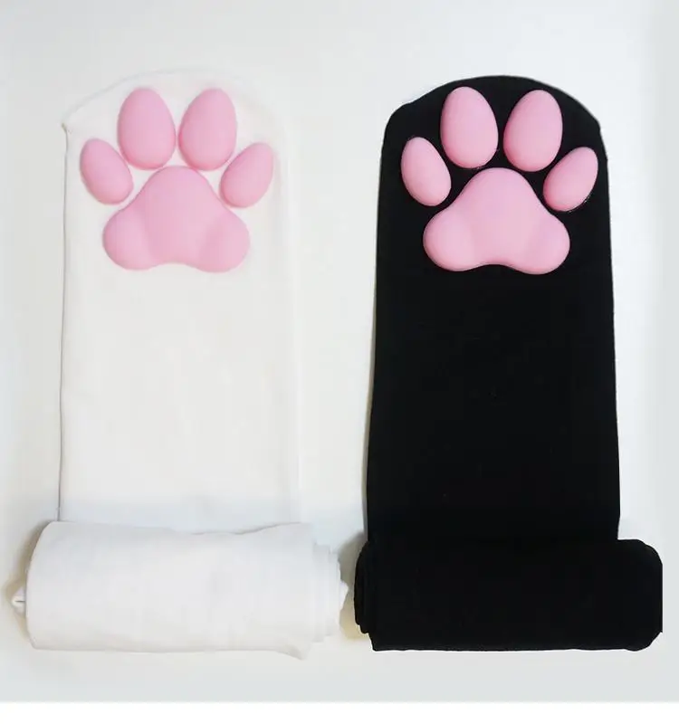 Cat Paw Socks Kawaii 3D Claw Beanies For Women Girls Cute Lolita Cosplay Pawpads Cat-Paw-Pad Thigh High | Тематическая одежда и