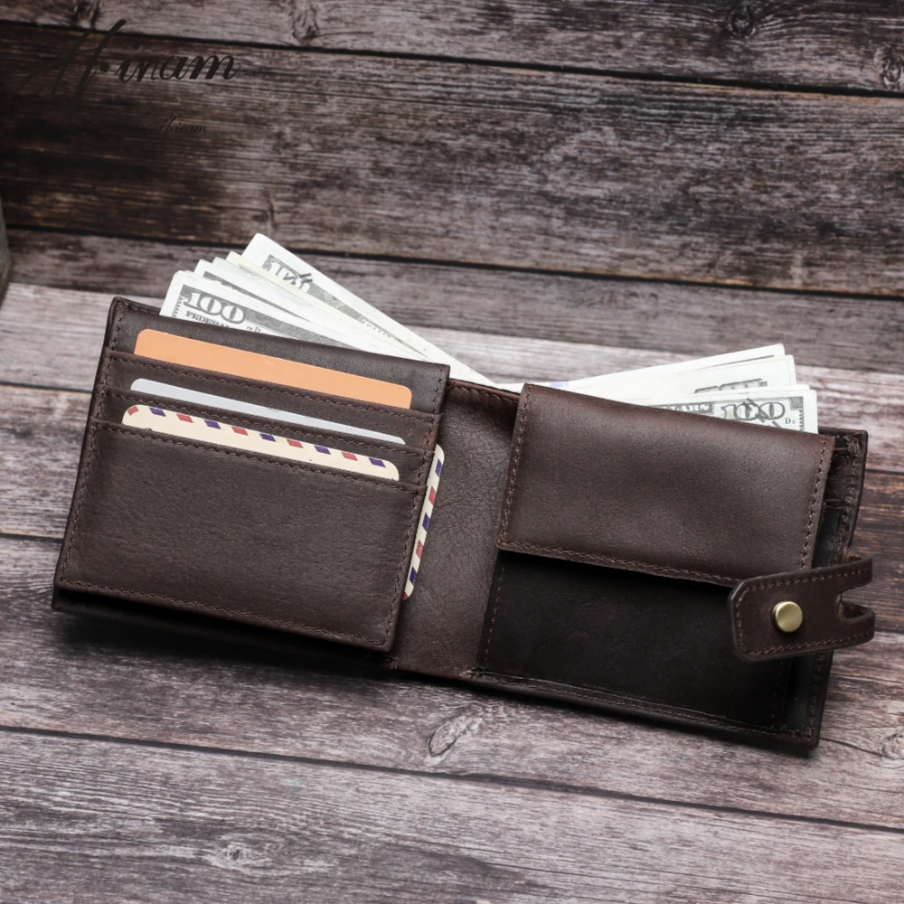 Genuine Leather Men's Wallet Rfid Blocking Protection Coin Purse Small Mini Card Holder Portomonee Male Walet