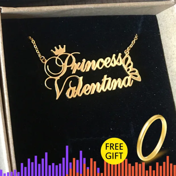  2019 Couple Name Necklaces Stainless Steel Rose Gold Personalized Custom Corwn Butterfly With Name 