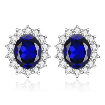 

Silver Earrings For Women Pure 925 Sterling Silver Shiny Sunflower Sapphire Stud Earrings Elegant Luxury Handmade Fine Jewelry