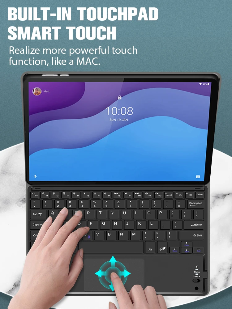 m10 hd 2nd funda teclado touchpad russo sem fio para tb-x306 f x 2020