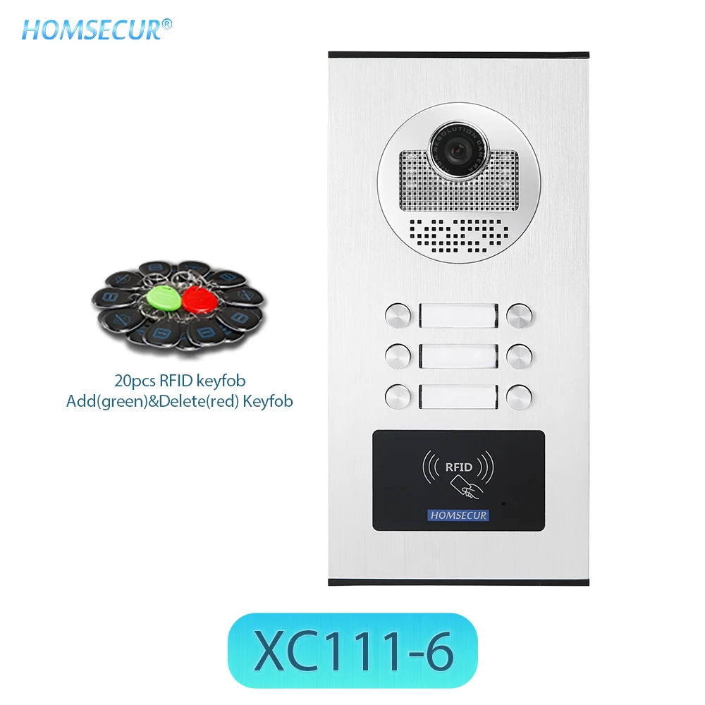 HOMSECUR 530C/XC111-2/3/4/6/8/10/12 открытый камеры ИК Ночное видение RFID разблокировки для мульти-квартиры видео-дверной звонок Домофон Системы - Цвет: XC111-6