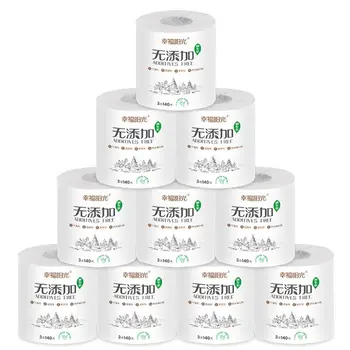 

1 Roll Additives-Free White Toilet Paper Smooth Wood Pulp 3-Layers Bath Tissues