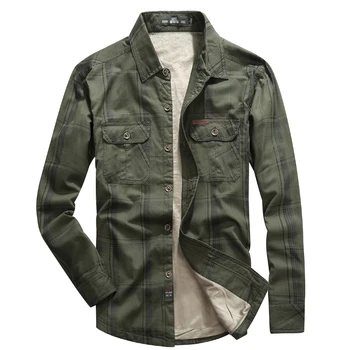 

Autumn and winter men's long-sleeved plaid warm thick-lined shirt, stylish soft casual shirt plus large size