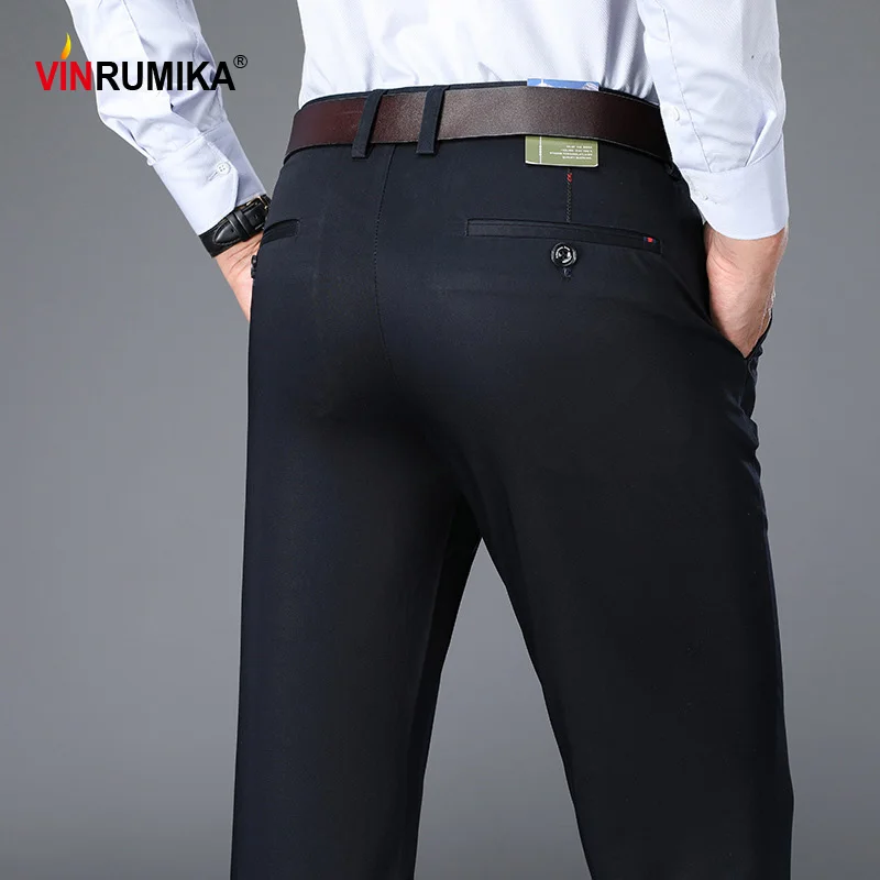 

Men's Autumn Business Casual Brand Classic Black Work Pants Spring Man Large Size Cotton Navy Straight Pant Khaki Long Trousers