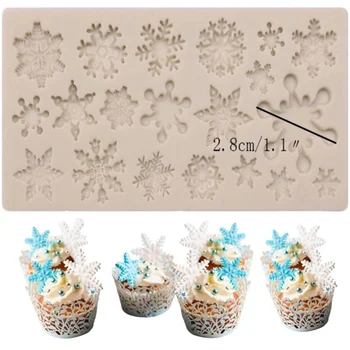 

3D Snow Flake Shaped Cake Mold Silicone Fondant Mold Sugar Craft Cake Tool Snow Fondant Christmas Winter Decoration