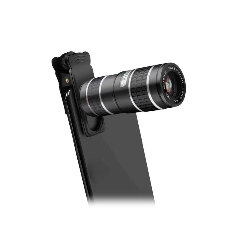 

Phone Camera Lens, 5 In 1 Cell Phone Lens Kit - 12X Zoom Telephoto Lens + Fisheye Lens + Super Wide Angle Lens Macro Lens (2x Le