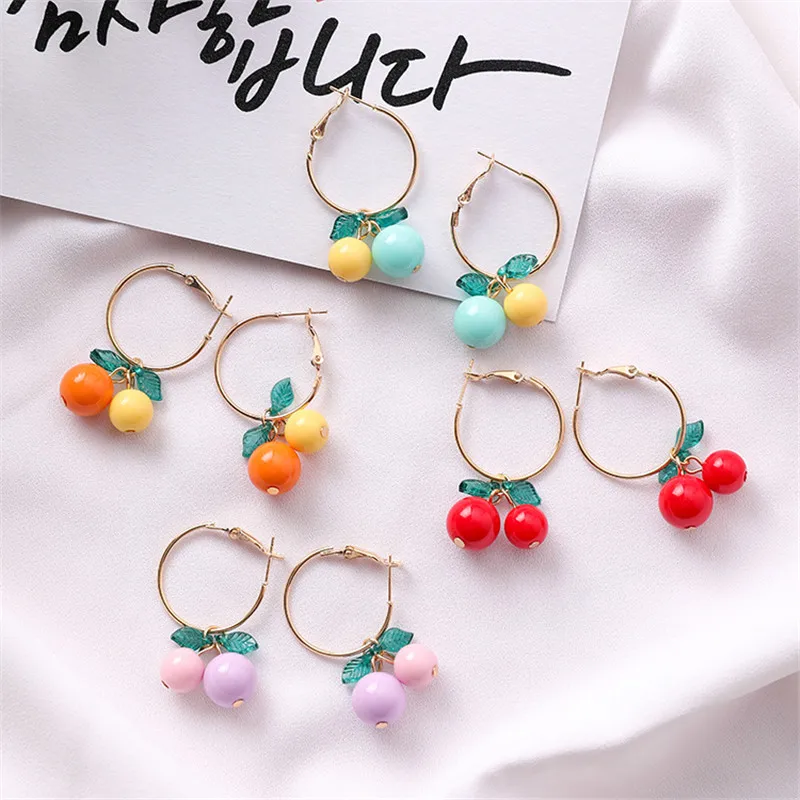 H75c82afe408a4f23a52c71054c98605bo - Cute Red Cherry Drop Earrings for Women Sweet Fruit Fresh Cherry Pendant Earrings Female Student Ear Jewelry Couple Gifts