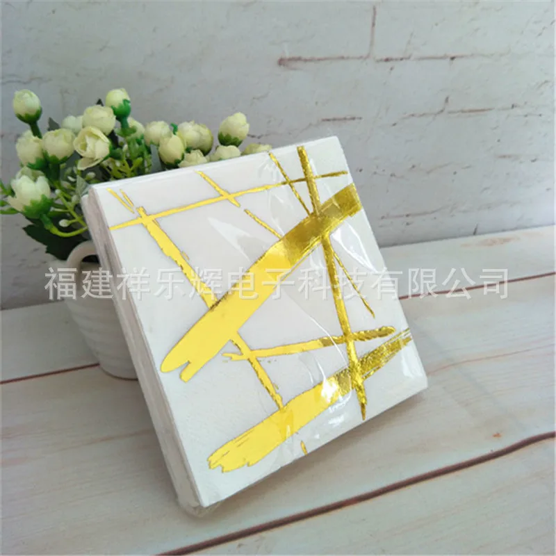 Bronze Rose Gold Top Grade Napkin Pure Wood Pulp Paper Towel Foreign Trade Party Decoration Export Cross Border