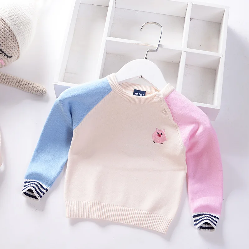 spliced candy color cotton toddler boys sweaters cute pattern baby girls knitted wear spring fall pullover children's clothing