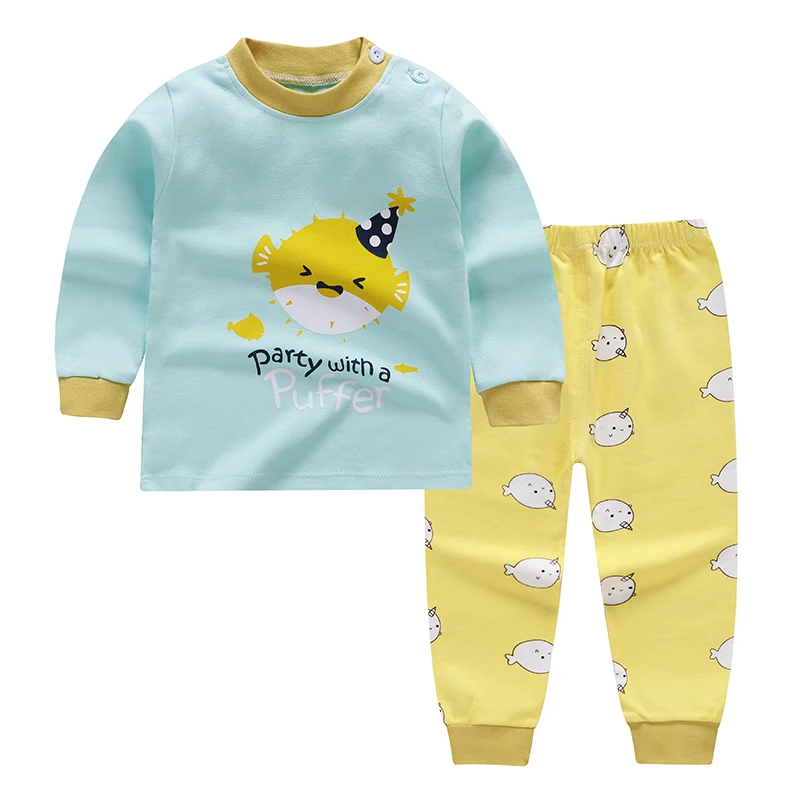 Baby Boys Girls Pajamas Sets Cartoon Print Cotton Boys Sleepwear Autumn Spring Winter Long Sleeve Tops+Pants 2pcs 2-7 Years Old