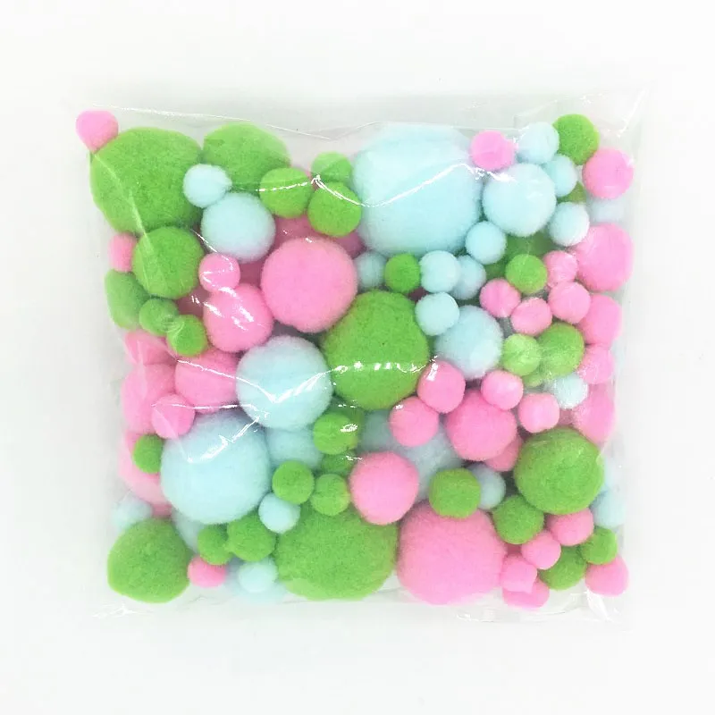 Craft Supplies Pom Poms Craft Supplies Fluffy Ball Accessories 8mm To 30mm 20g Multi Size Mix Colors Pompom Fur Craft DIY Soft Pom Poms Balls Wedding Decoration Glue on Cloth