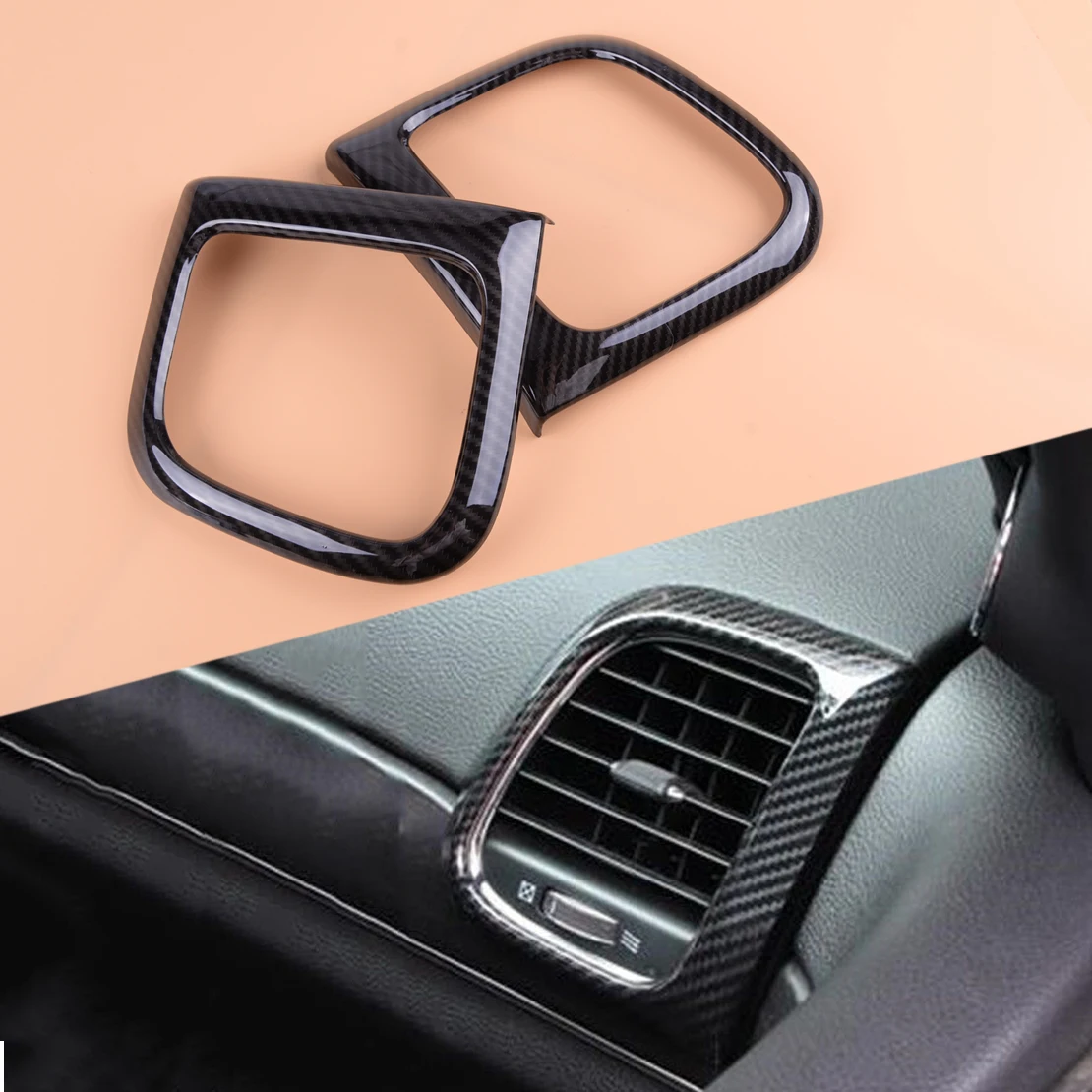 beler Carbon Fiber Style ABS Inner Car Side Air Vent Outlet Frame Cover Trim Fit For Jeep Grand Cherokee
